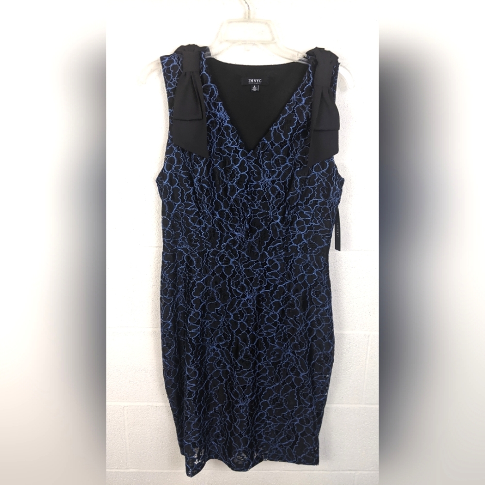 Issac  Mizrahi NYC Women's 8 Blue Black Lace Sleeveless Dress